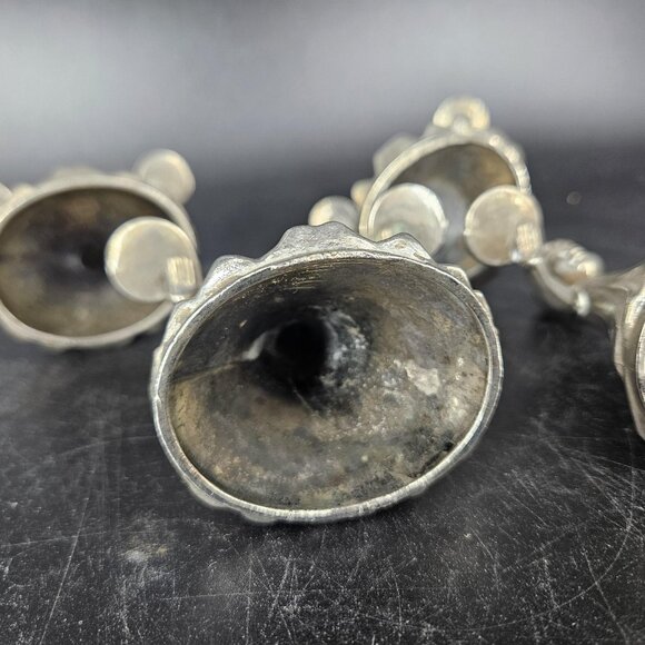 Italian Figural Child Mini Candle Holders Set of 4 Twin Arm Silver Tone Metal 3" - Picture 10 of 16